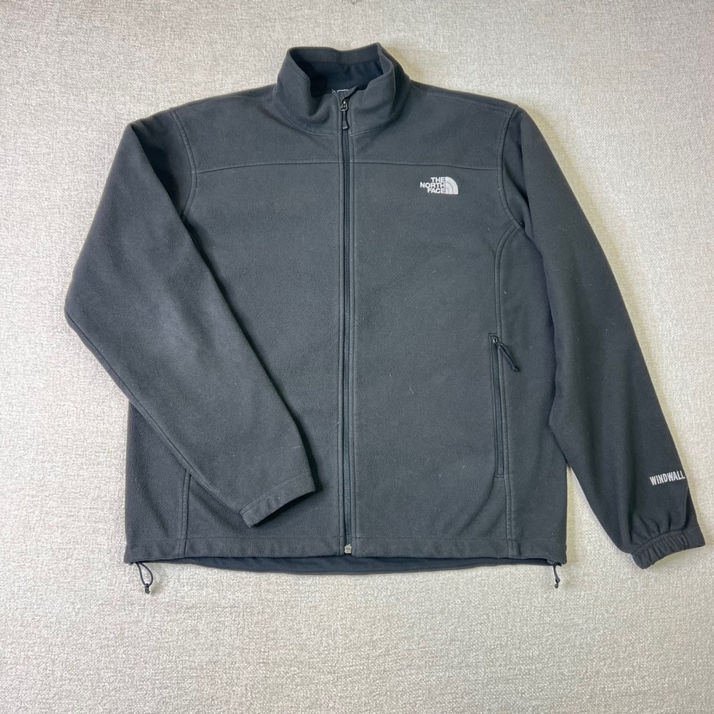The North Face Mens Large WindWall Fleece Full Zip Jacket Black Outdoor Hiking